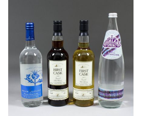 A bottle of  First Cask 1980 Speyside 24 year old malt Whisky (Cask No. 14148, Bottle No. 537), and a bottle of First Cask 19