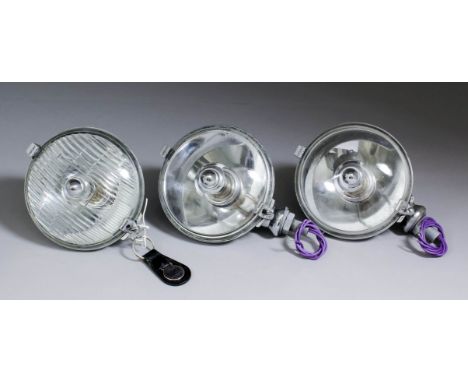 A 1960s Lucas Austin Mini Cooper boot lamp (WLR576), 6ins diameter, a Cooper keyring, and a pair of Lucas spot lights (SLR576