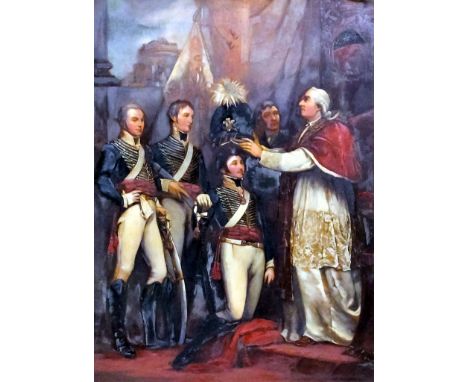 19th Century School after James Northcote (1746-1831) - Over painted print - Copy of full length portrait of "Pope Pius VI bl