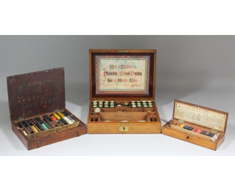 Three late 19th/early 20th Century artists boxes, comprising - Charles Roberson & Co of London "Colour Box", the interior wit