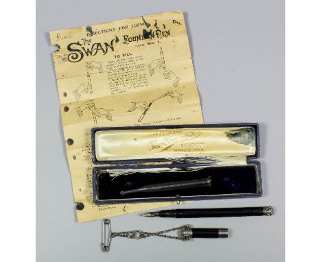 An early 20th Century silver mounted "Swan" vulcanite fountain pen by Mabie, Todd & Bard of New York, London and Manchester, 