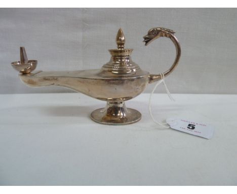 Silver table cigar lighter in form of oil lamp - Egyptian hallmarks 