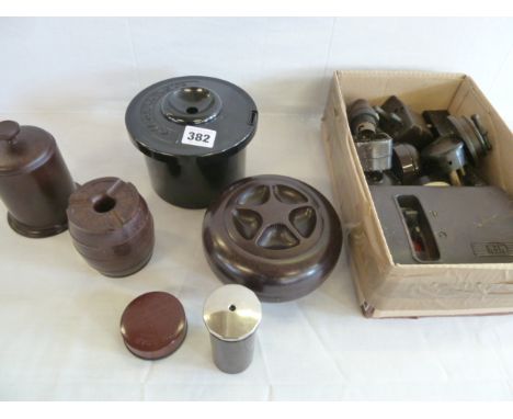 Sundry Bakelite items - ashtrays, electrical plugs, light fittings etc  
