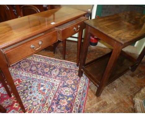 Reproduction mahogany side table and a buffet table (2) 