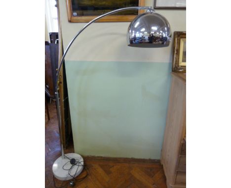 Chrome arc floor lamp on marble base 