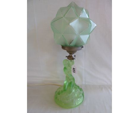 Deco green frosted glass table lamp 