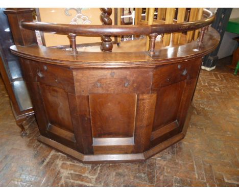 Early 20thC oak curved rail pulpit (converted to desk)