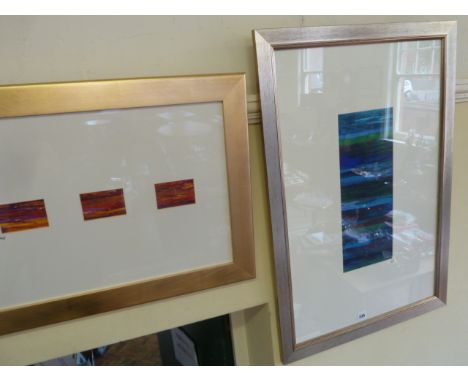 Modern acrylic abstract paintings signed J E Neville? (2) 