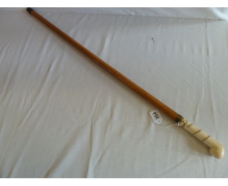 19thC carved ivory handled sword stick 