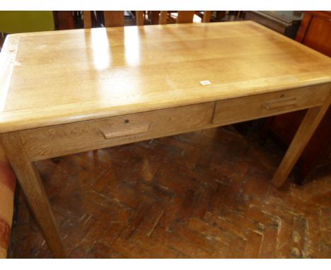 Mid 20thC light oak office desk 