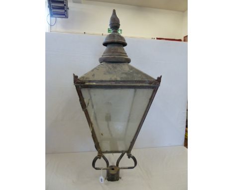 Victorian copper glazed gate pillar lamp 