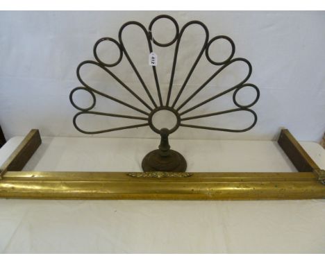 Victorian brass peacock fireguard or staircase blocker & brass fender 