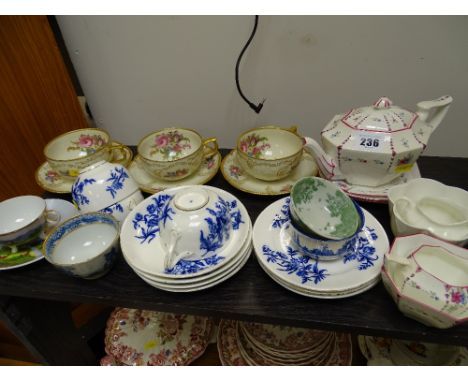 Nice parcel of mixed cups and saucers and Shelley teapot (A/F) with cream jug and sugar basin etc