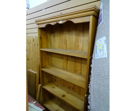 Slim five shelf pine bookcase