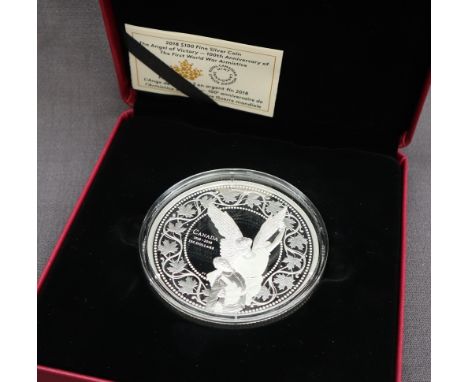 A 2018 $100 fine silver coin - The Angel of Victory - 100th Anniversary of the First World War Armistice, Royal Canadian Mint