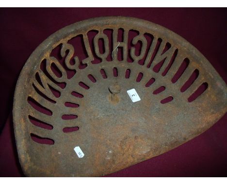 Vintage cast metal Nicholson tractor seat 