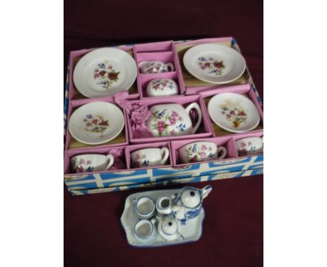 Blue &amp; white china Dolls' Tea Service and a boxed china Dolls' Tea Service (2) 