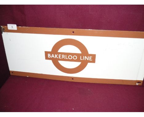 Enamel London Transport Underground railway sign for Bakerloo Line (58.5cm x 23cm) 