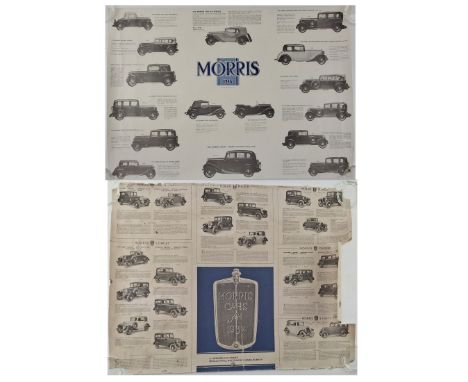 Morris - two vintage early to mid 20th century car vehicle posters. The lot comprising a Morris 1935 point of sale advertisin