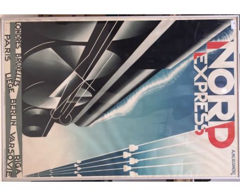 After Adolphe Mouron Cassandre (1901-1968): A 'Nord Express' travel poster, colour lithograph, official 1980 re-issue from 19