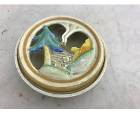 A Clarice Cliff Wilkinson Ltd pot pourri dish, Model 902/7