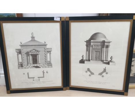 A pair of engravings of architectural subjects, 47 x 37 cm