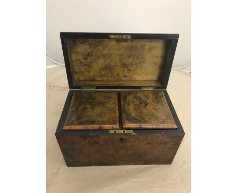 A domed burr walnut tea caddy, c1880