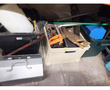 A QUANTITY OF VARIOUS TOOLS TO INC TOOL BOXES ETC