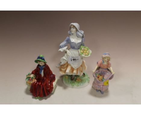 ROYAL DOULTON 'LUCY ANN' & 'LINDA' FIGURINES + A ROYAL WORCESTER FIGURINE 'ROSIE PICKING APPLES'  (3)