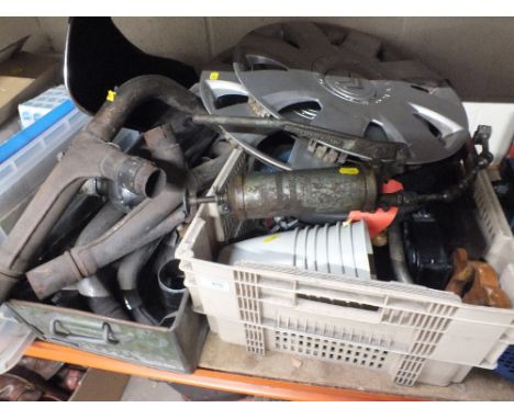 TWO TRAYS OF VARIOUS TOOLS & CAR PARTS