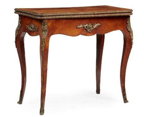 Victorian Kingwood &amp; Marquetry Gilt metal mounted card table, by Druce &amp; co. late 19th century, in french taste, the 