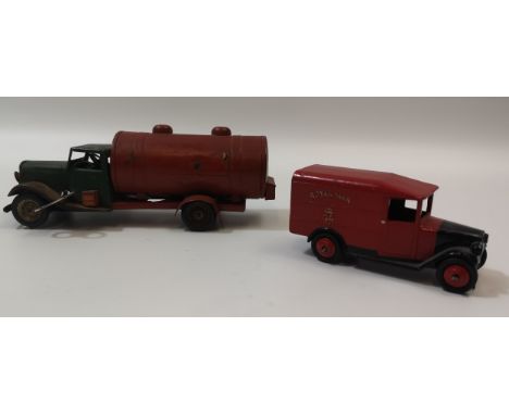 Two Vintage Toy Models to include Minic clockwork Oil Tanker (working) with Dicky Royal Mail Van 