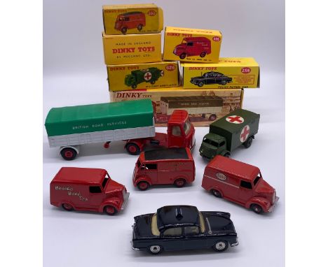 Collection of Dinky Toys Vehicles in Original Boxes;914 A.E.C Articulated Lorry626 Military Ambulance 455 Trojan 15 CWT Van “