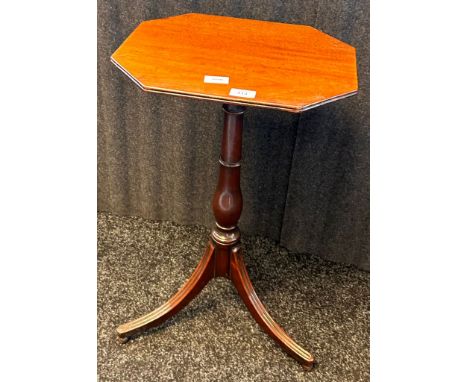 Mahogany octagonal side table, raised on tripod base 