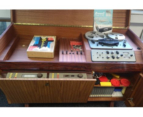 Brenell Tape T Tape Model STB2 Mono Stereo Deck with with vintage QUAD tuner and QUAD AMP fitted in a Retro 1960s Pedestal Le
