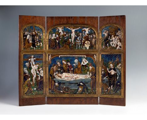 MAISON SAMSON workshops (Paris, 1845-Closed, Paris, 1982). France, modelled on the Limoges workshops, 19th century."Triptych 
