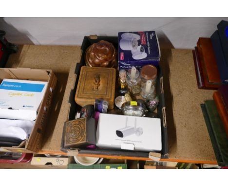 Boxed WIFI security camera, microwave multi-steamer, clock ornaments, fish mould etc  