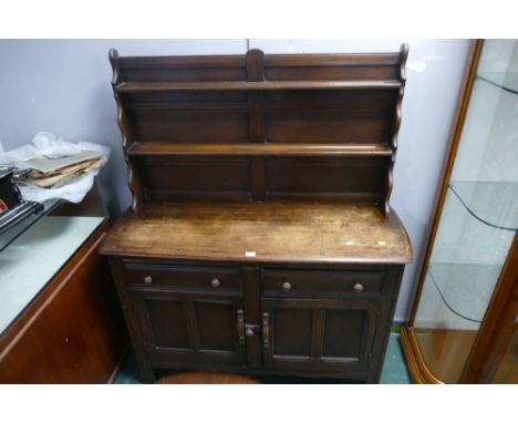 Ercol dresser with Delft rack to rear 