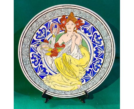 Ceramic plate, 1897signed and dated ‘Mucha 97’, stamp of publisher on reverseDiameter: 31 cm