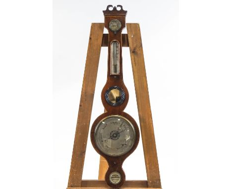 An early 19th century mahogany cased banjo barometer, the silvered dials signed  by Ciceri &amp; Pini, Edinburgh, 95cm high