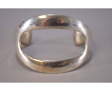 A large white metal abstract cuff bangle. Stamped Jacob Hull, Denmark. 59.3 grams