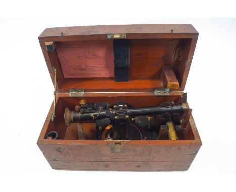 A H M Service Theodolite/Range finder, director No 5 Mark 1, in original wooden box, with the broad arrow and numbered 2303