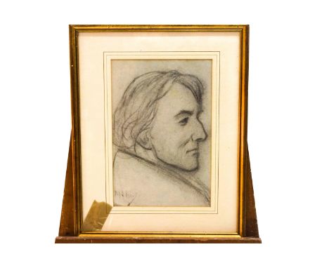 Phil May, portrait of Sir Henry Irving, charcoal, signed lower left, 35.5cm x 23.5cm