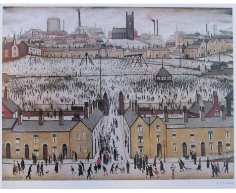 LAURENCE STEPHEN LOWRY R.A (1887-1976) (ARR) A framed and glazed offset lithograph - 'Britain at Play'. FATG blind stamped an