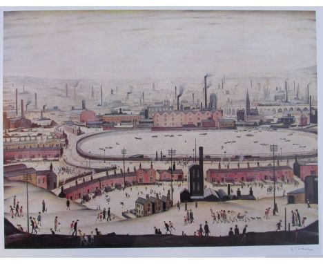 LAURENCE STEPHEN LOWRY R.A (1887-1976) (ARR) A framed and glazed offset lithograph - 'The Pond'. FATG blind stamped and penci