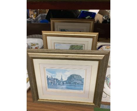 THREE LIMITED EDITION PRINTS OF CHESHIRE TO INCLUDE HOLMES CHAPEL 75/500, ALDERLEY EDGE 2/500 AND ASTBURY VILLAGE 133/500 ALL