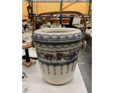 A VINTAGE LOSOLWARE SLOP POT WITH FLORAL DECORATION HEIGHT 29CM 