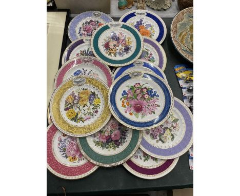 A SET OF SPODE ROYAL HORTICULTURE SOCIETY FLOWER SHOW CABINET/WALL PLATES - 15 IN TOTAL 