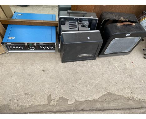 A BELL AND HOWELL CASED SPEAKER, A BELL AND HOWELL FILMOSOUND PROJECTOR AND A GRAPHIC EQUALISER ETC 