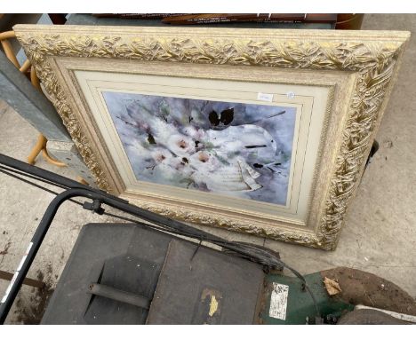 A LARGE FLORAL FRAMED PRINT 